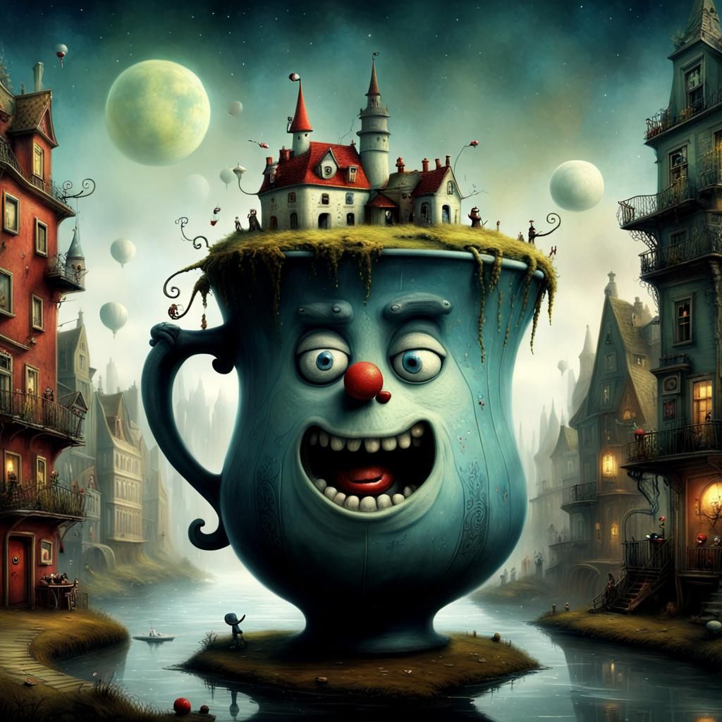 Cup in Alexander Jansson's Surrealist Style