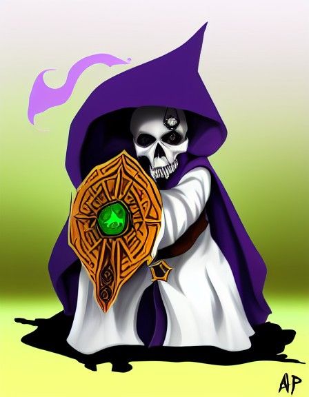 Mystical Death Reaper in Crypt, Digital Art