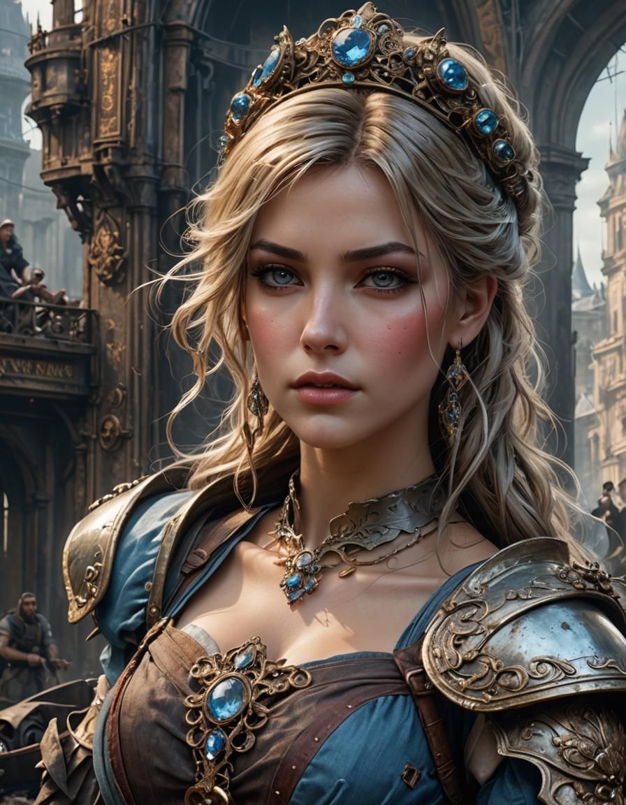 Post-Apocalyptic Cinderella Portrait in Art Nouveau Style