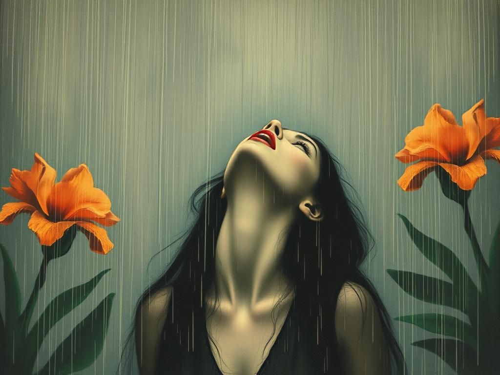 Ethereal Cybergeisha Screaming in Floridian Rain