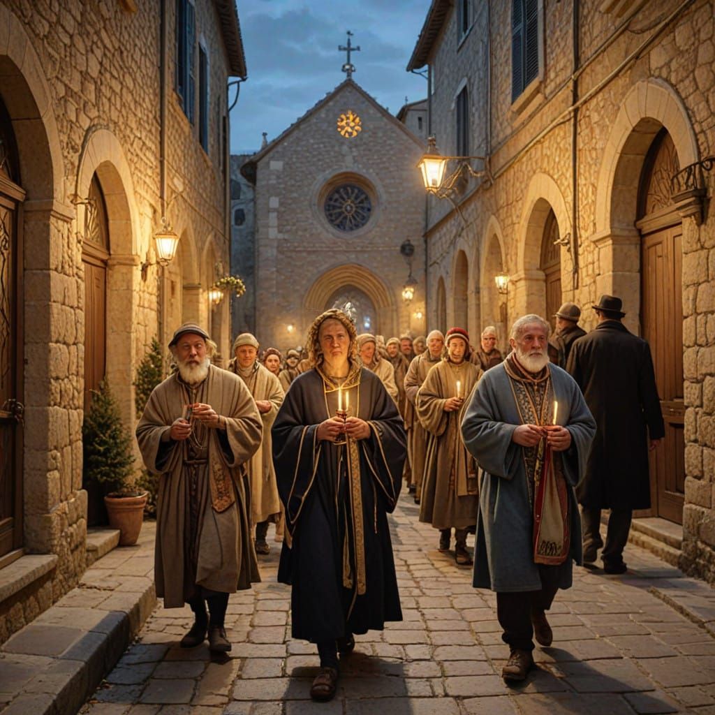 Solemn Christmas Eve Procession in a Historic French Church