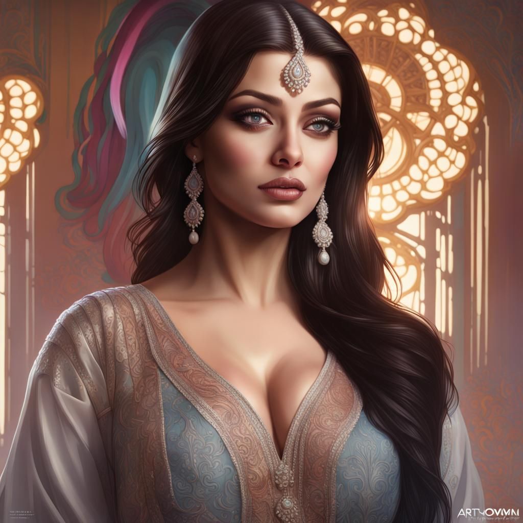 Aishwarya Rai Portrait in Hyperdetailed Digital Art