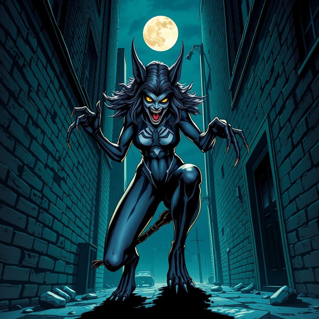 Werewolf Spider Gwen in Dark Fantasy Style
