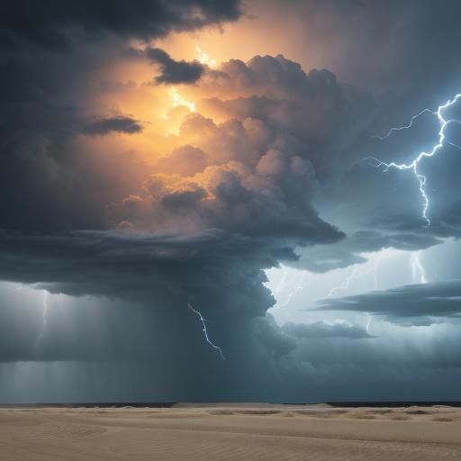 Dramatic Thunderstorm Over Sand Dunes in Golden Hour