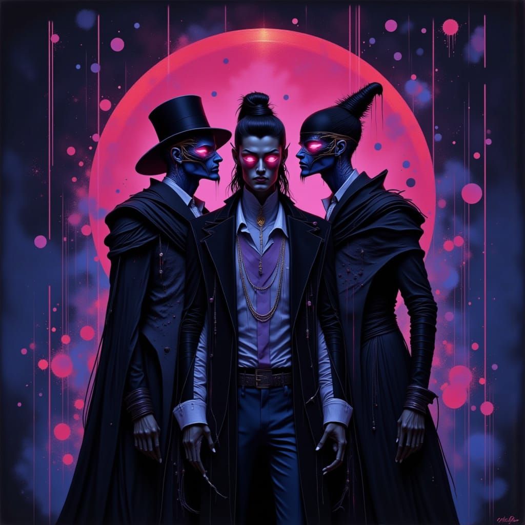 Futuristic Neon Fiend with Alluring Smile