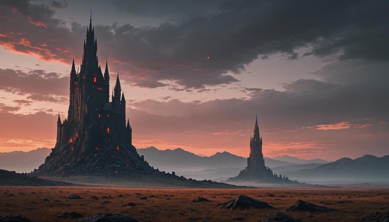 Magnificent Black Tower Radiates Light in Film Noir