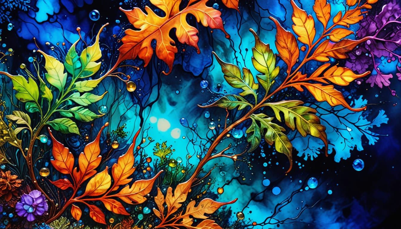 Brilliant Biophilic Art with Alcohol Ink Effect