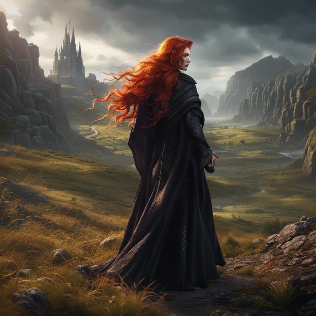 Red-Eyed Figure in Black Robe: Fantasy Concept Art