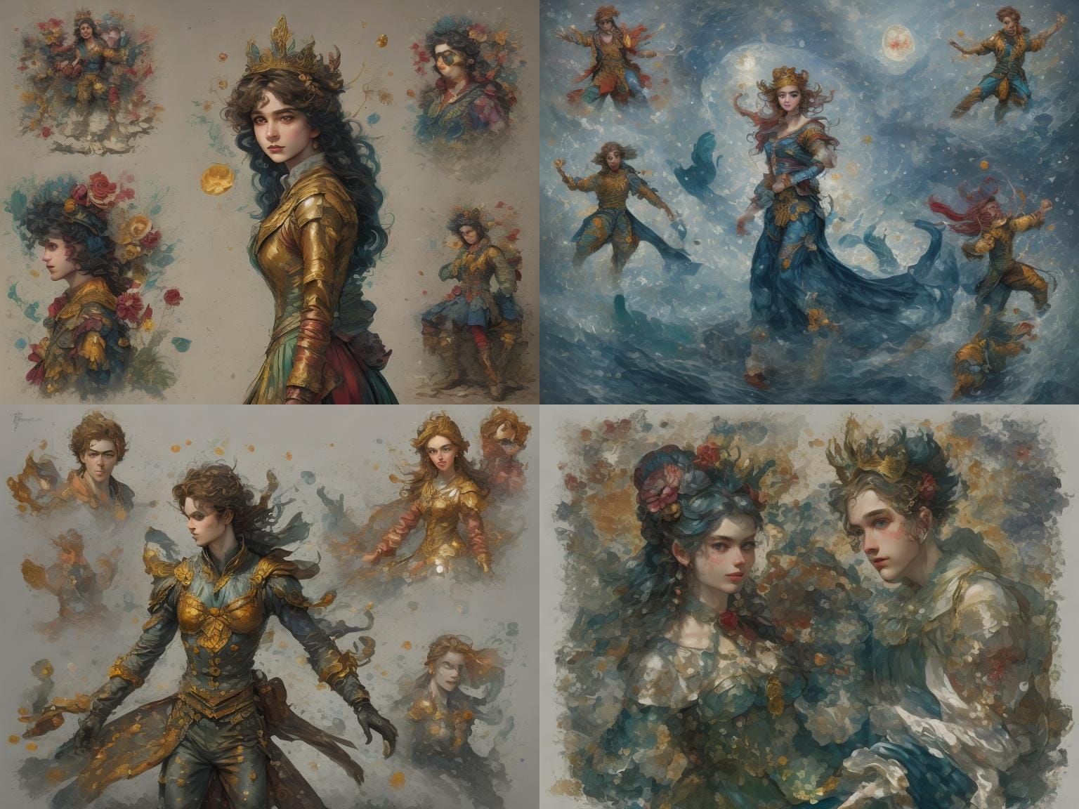 Porcelain Ballerina in Gothic Music Box, Oil Painting