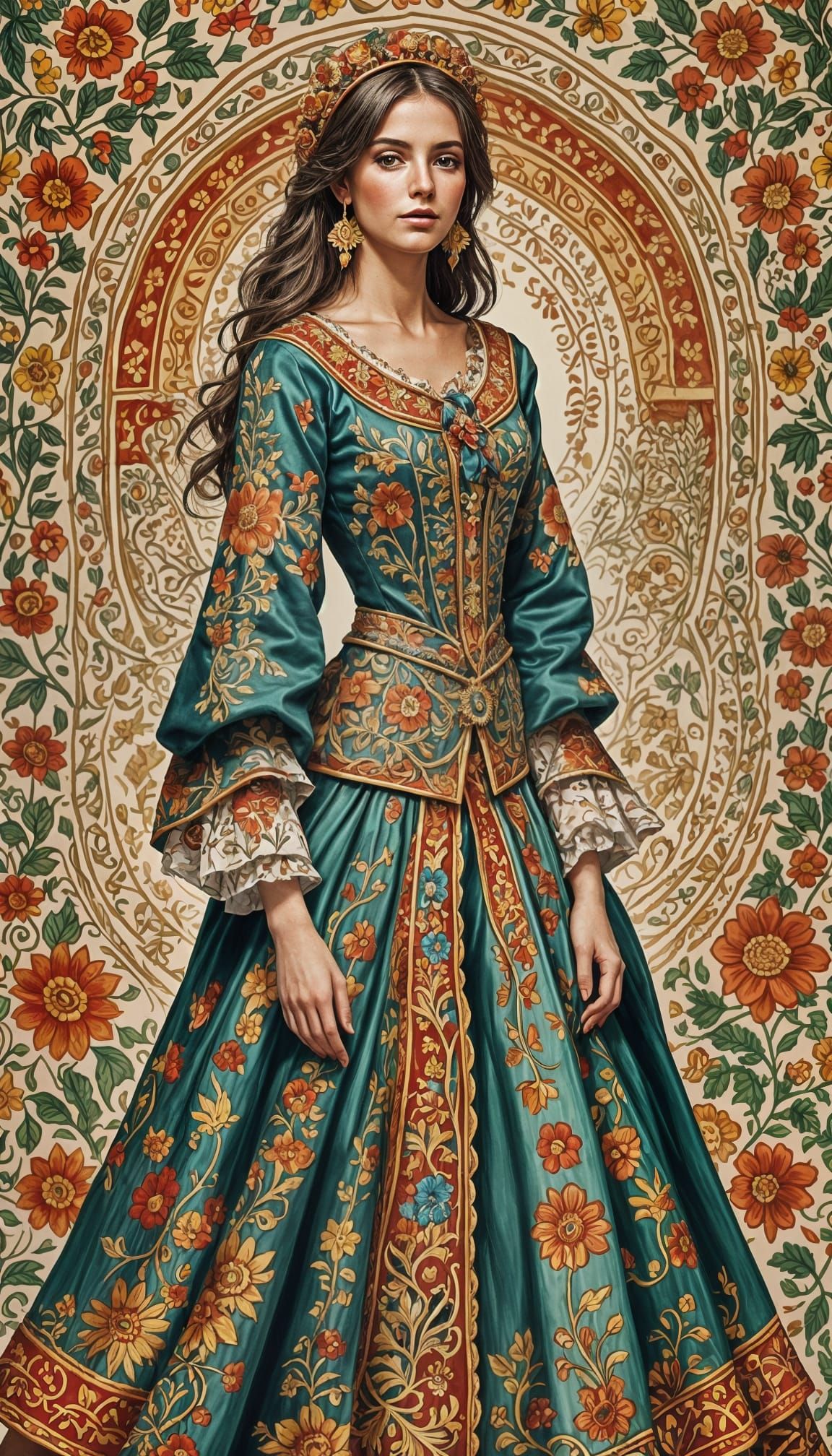 Spanish Beauty in Traditional Dress: Fairytale Illustration
