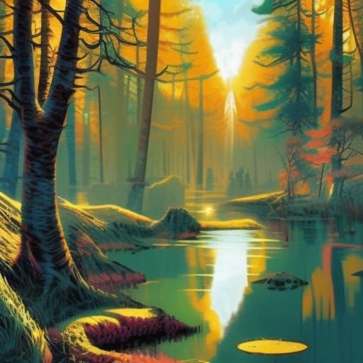 Lush Gothic Valley Meadow in Autumn Sunlight