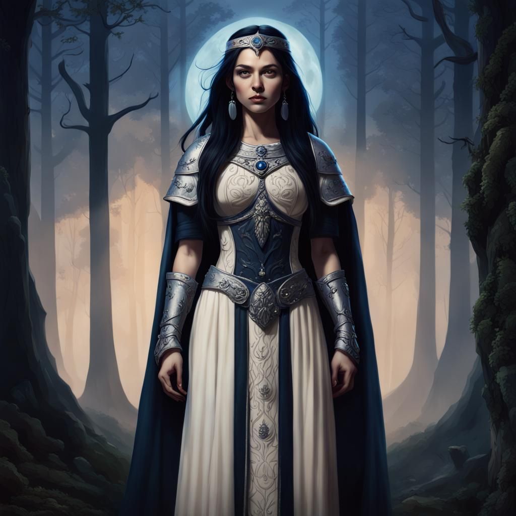 Kalashtar Druid Portrait in Moonlit Forest