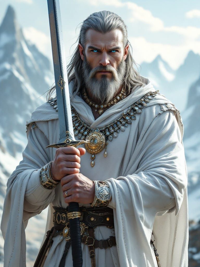 Mystical Humanoid Alien Warrior in Futuristic Landscape