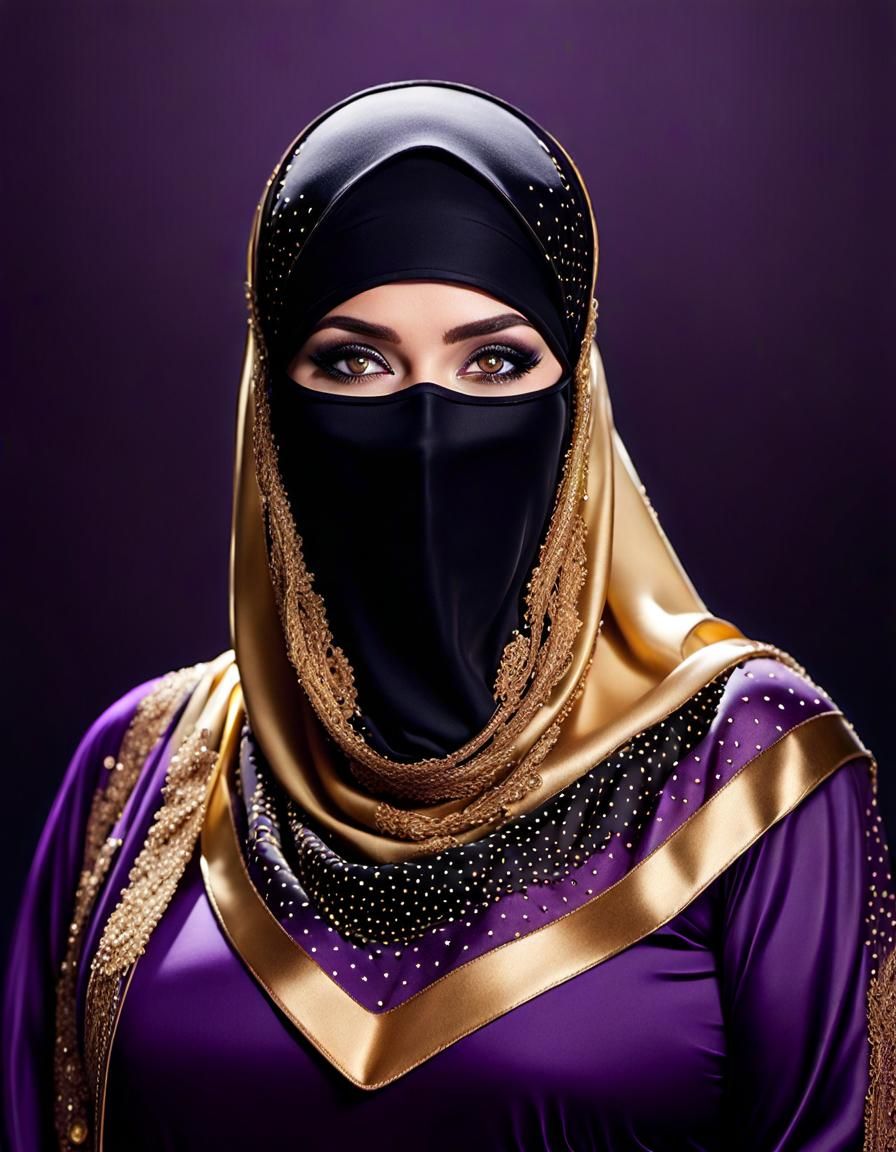 Psychedelic Alcohol Ink Portrait of Niqabi Woman