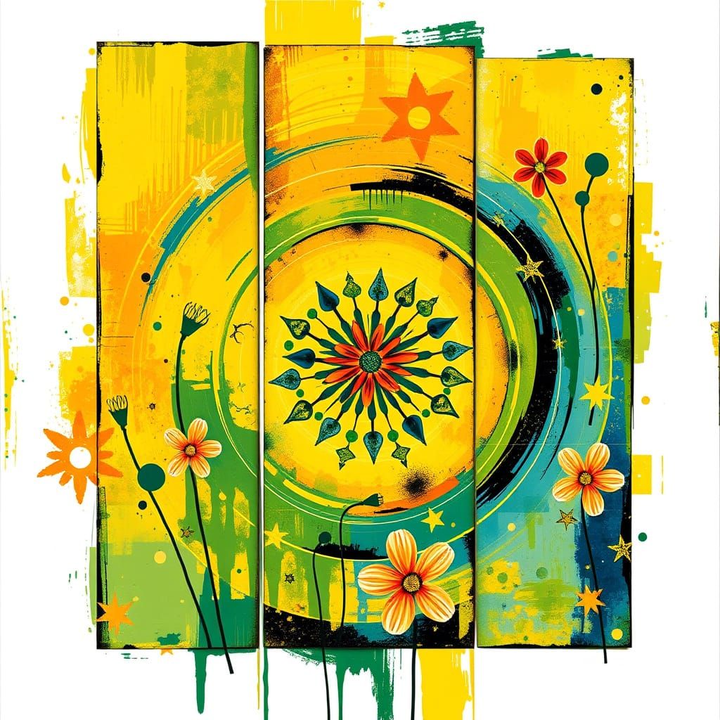 Vibrant Abstract Collage Captures Joyful Energetic Whimsy