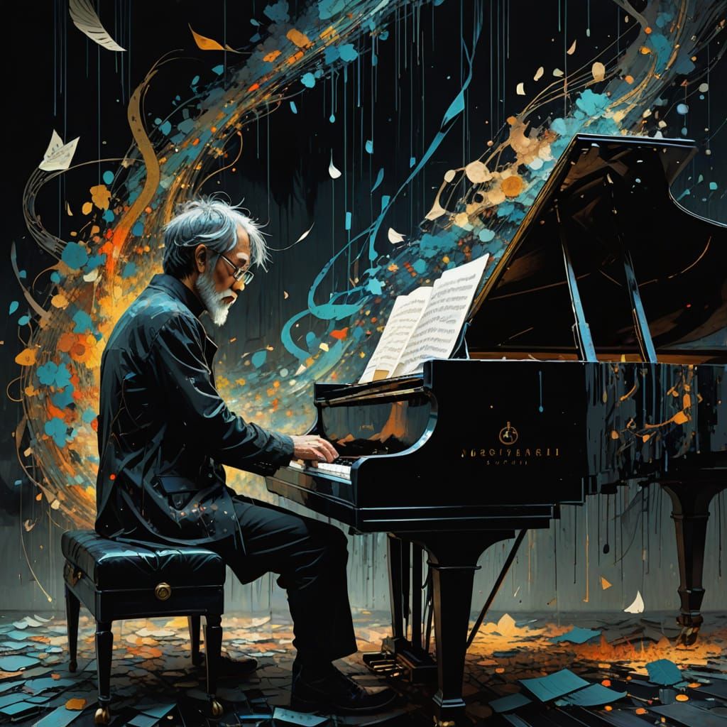 Whimsical Piano Masterpiece in Hyperdetailed Mosaic Style