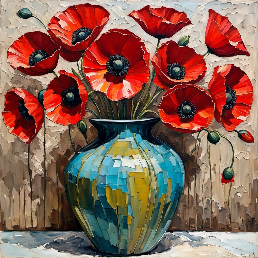 Vase with poppies