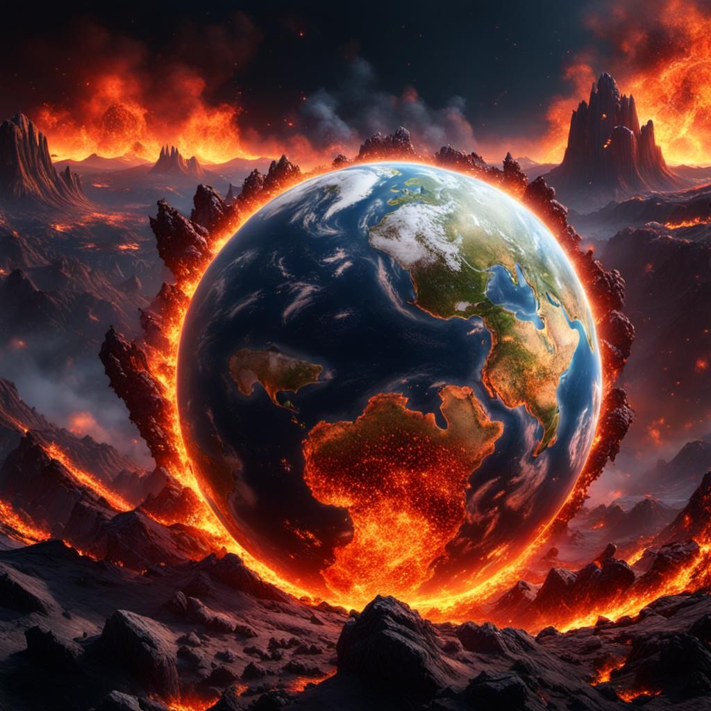 Fiery Earth from Space: Detailed Matte Painting