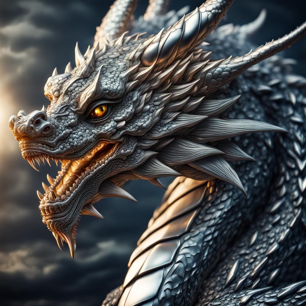 Hyperrealistic Diamond Dragon in HDR