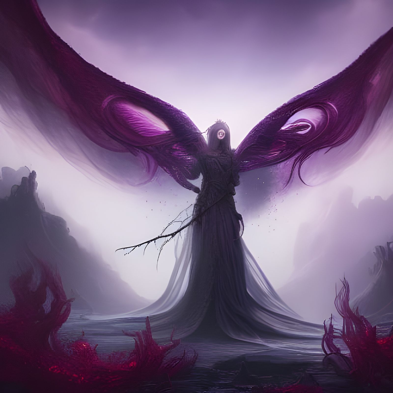 Eldritch Beauty: Seraphim Afflicted by Parasitic Tendrils