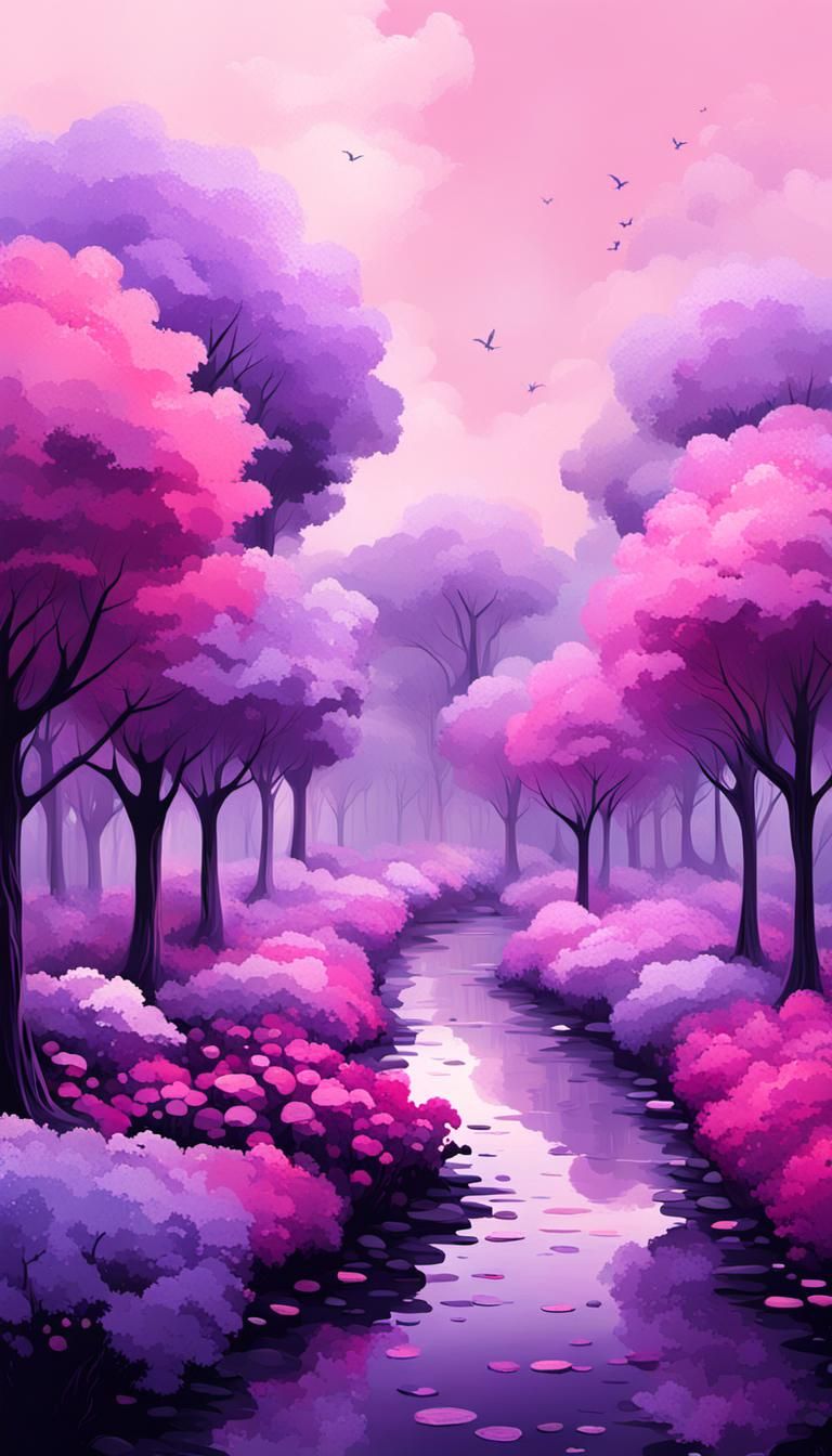 Abstract Ethereal Gardens in Bleak Pink and Lilac