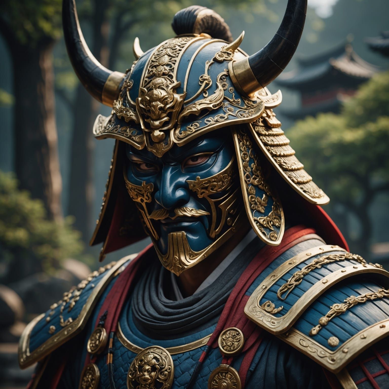 Epic Samurai Mask in Detailed Matte Painting