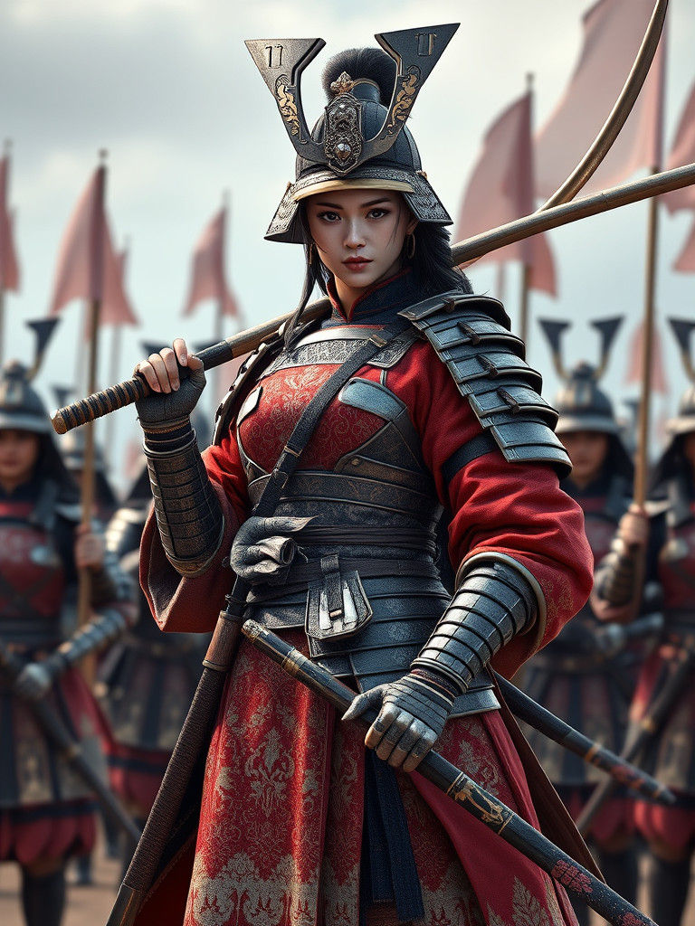 Nakano Takeko: Heroic Samurai in Anime Style