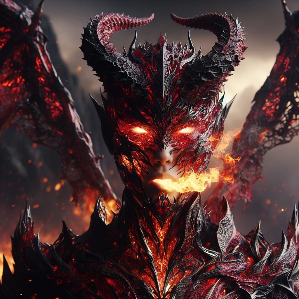 Surreal Portrait of a Demon Warrior in Hyperrealism Style