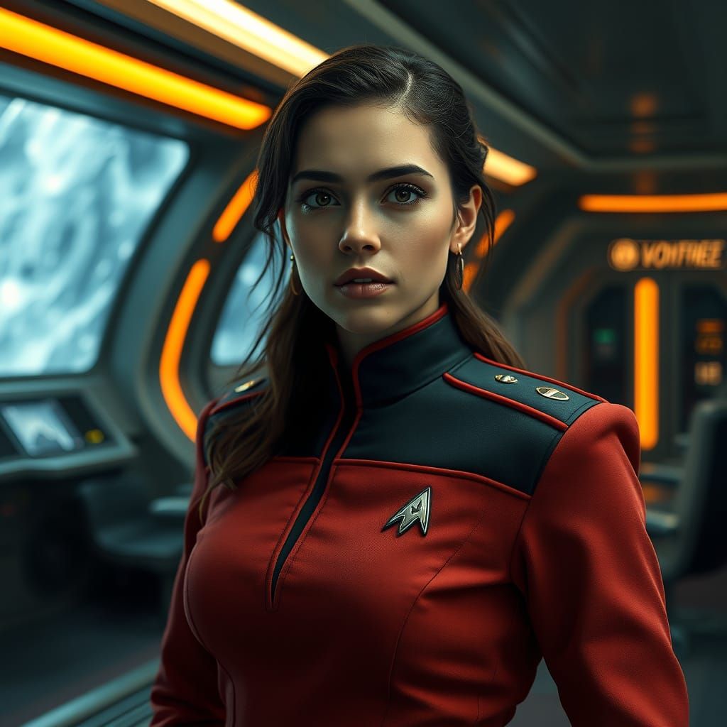 Starship Voyager Bridge Scene with Young Adriana Lima