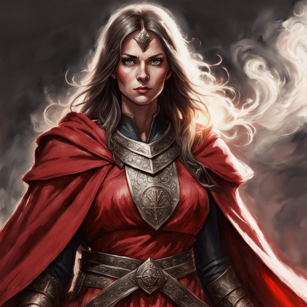 Majestic Warrior Priestess in Plate Armor