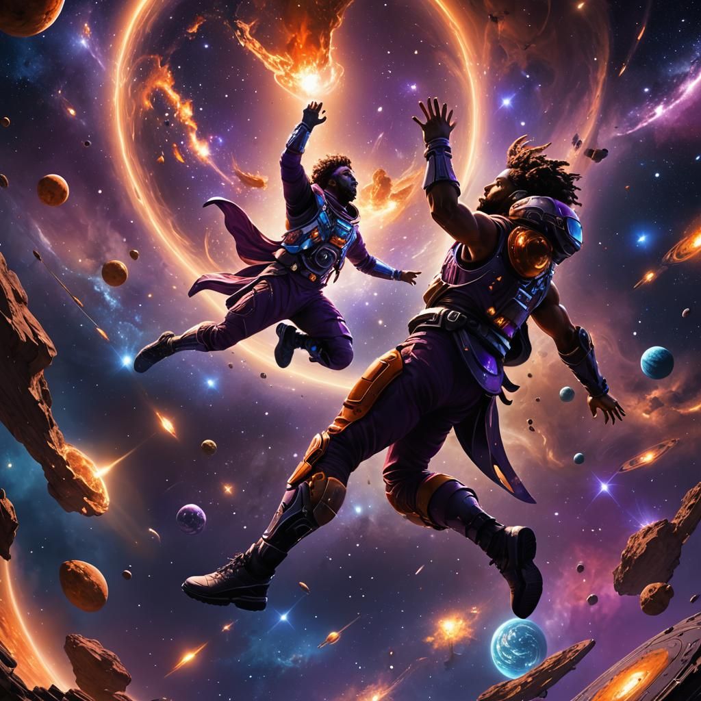 Man Dunking in Galaxy, Fantasy Concept Art