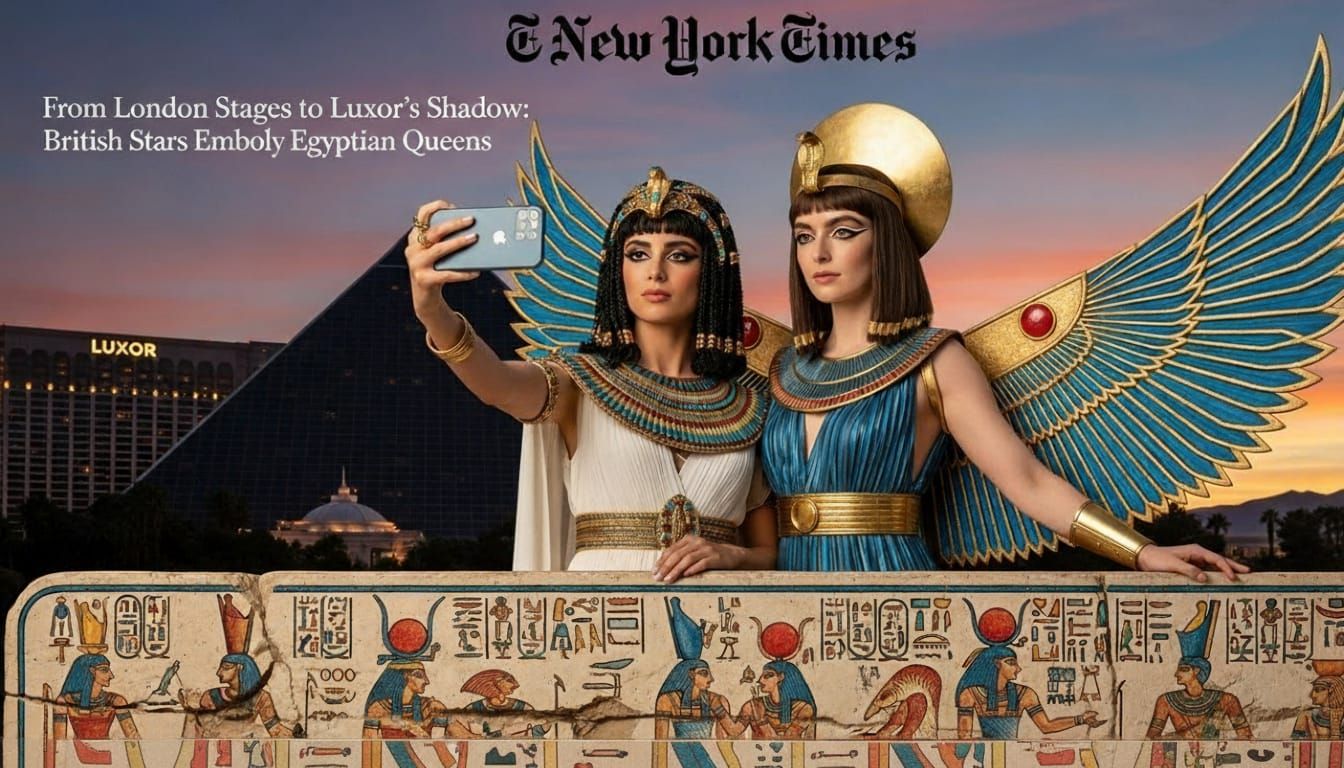Cleopatra & Isis Selfie with Luxor, Photorealistic