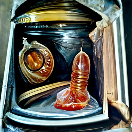 Used Condom: Oil Painting in Gurney Style