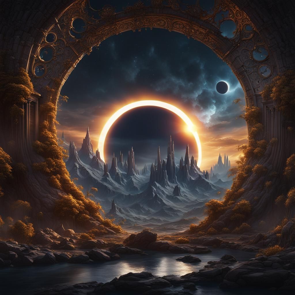 Dramatic Solar Eclipse in Detailed Matte Painting