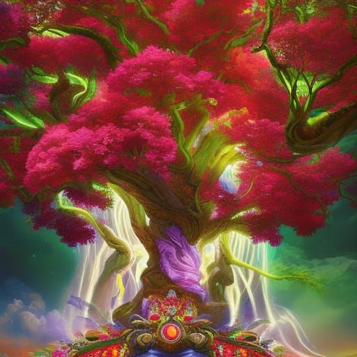 Celestial Tree Digital Art for Birthday Card