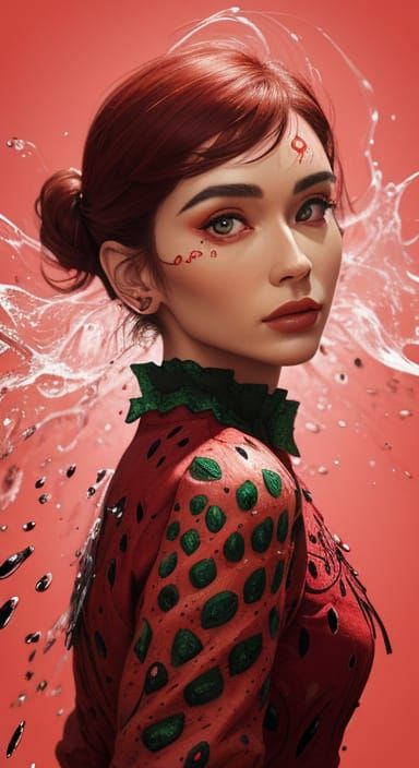 Hyperrealistic Watermelon Portraits in Vibrant Colors