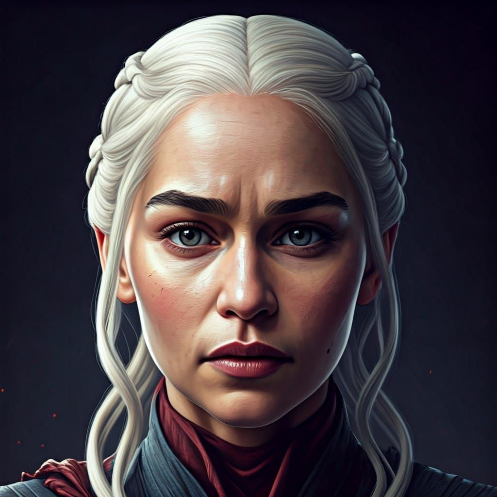 Ethereal Portrait of a Targaryen Queen in a Dramatic Bald He...