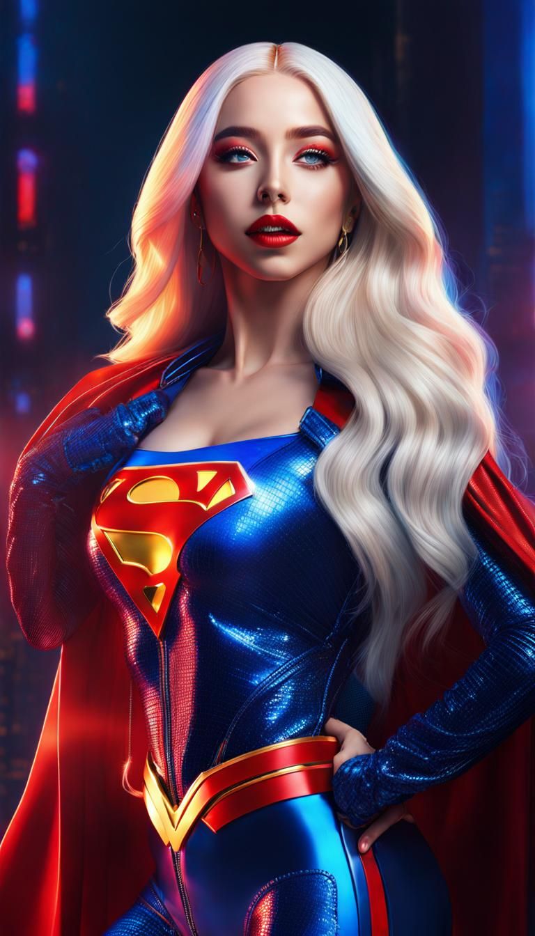 Ava Max as Superwoman: Hyperrealistic Concept Art