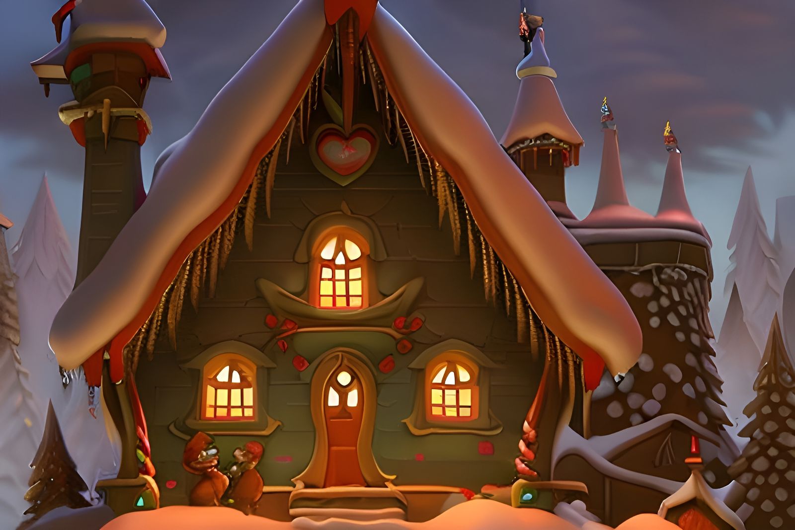 Festive Gingerbread House Digital Painting