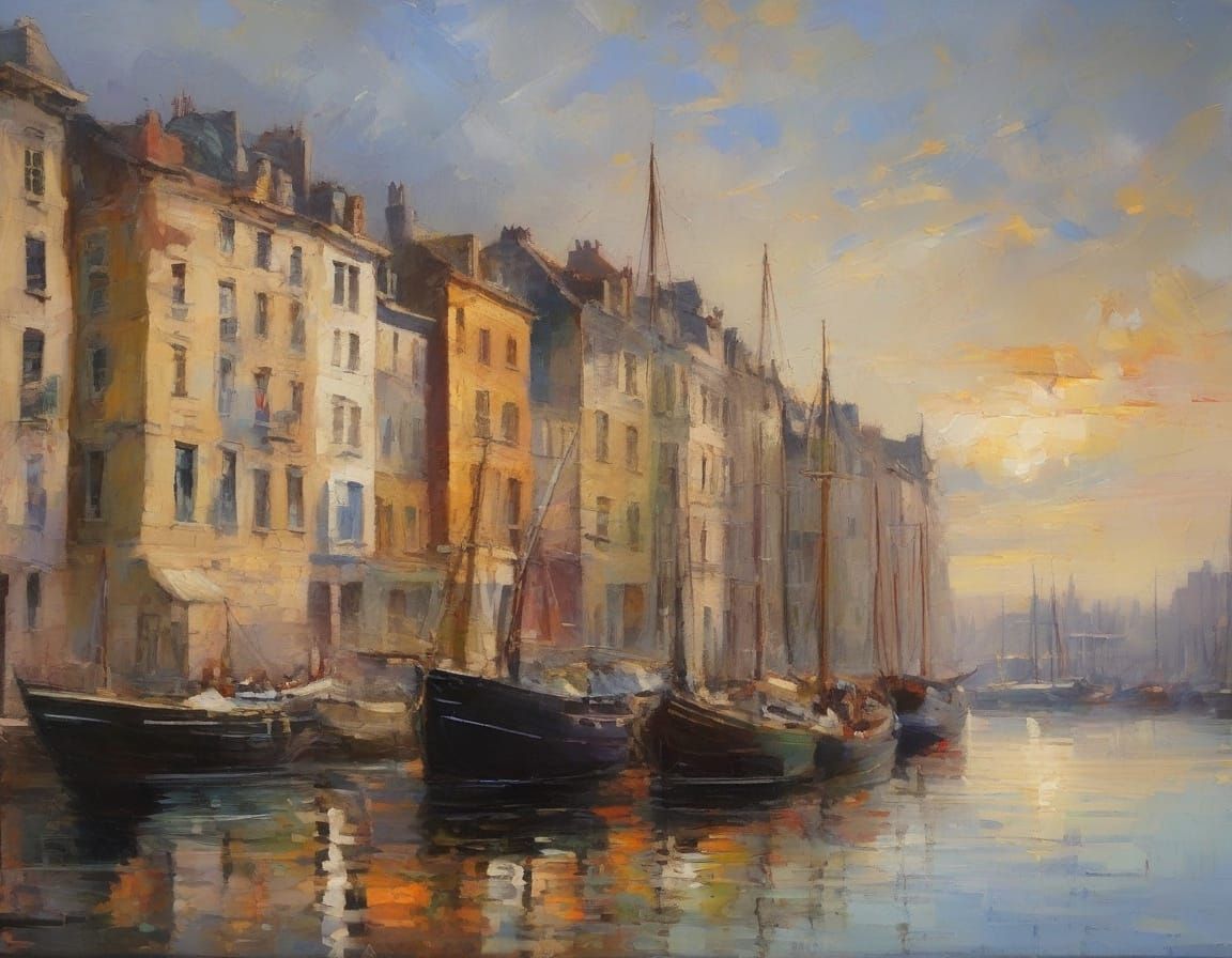 Neo-Impressionist Sydney Harbour in 1858: A Vibrant, Detaile...