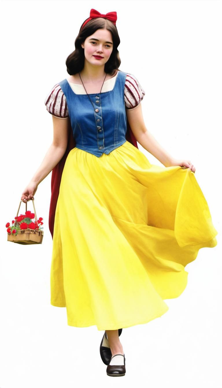 Snow White in Wildflower Meadow: Charcoal Drawing