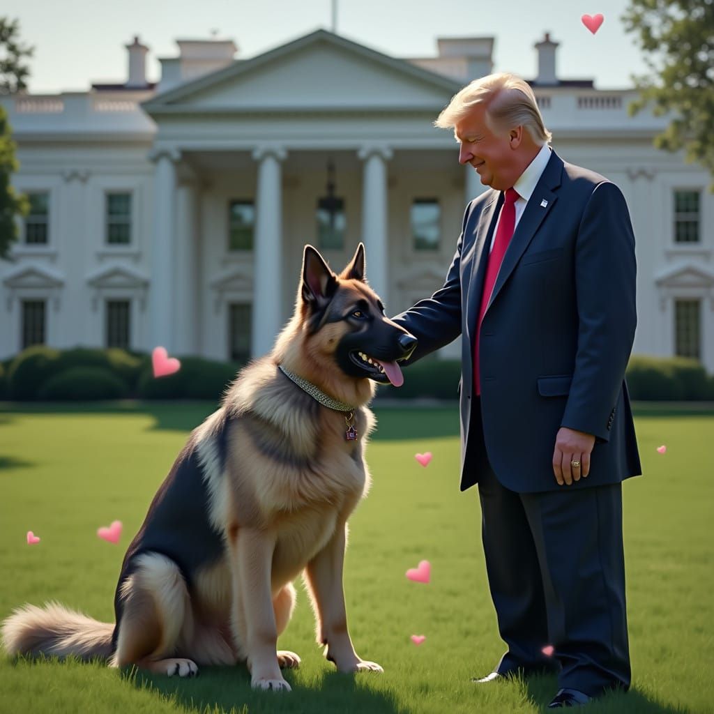Senior German Shepherd Showers Donald Trump with Affection i...