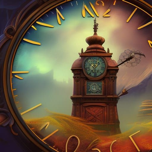 Fantastical Clock in Detailed Matte Painting