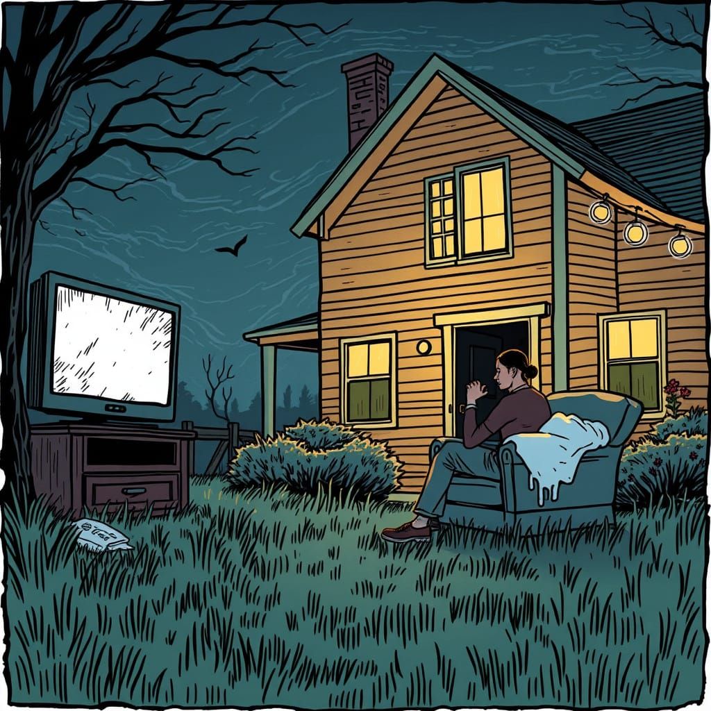 Eerie House at Nightfall: Secrets in the Wind