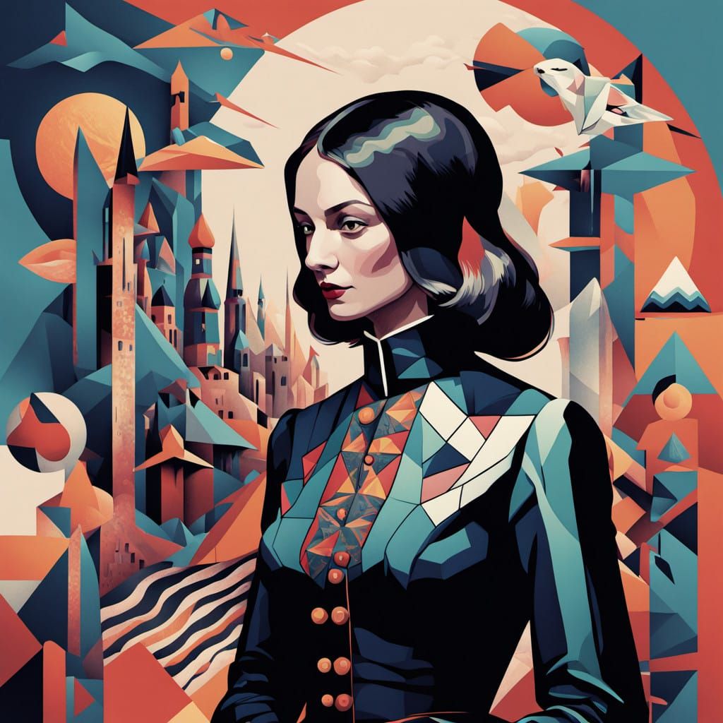 Surreal Crimean War Scene in Art Deco Style