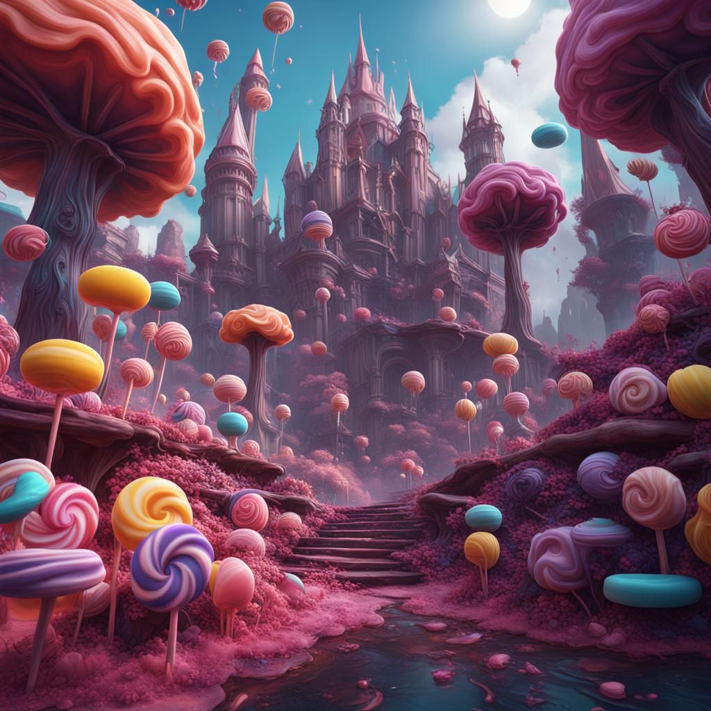 Fantastical Candy World in Detailed Matte Painting