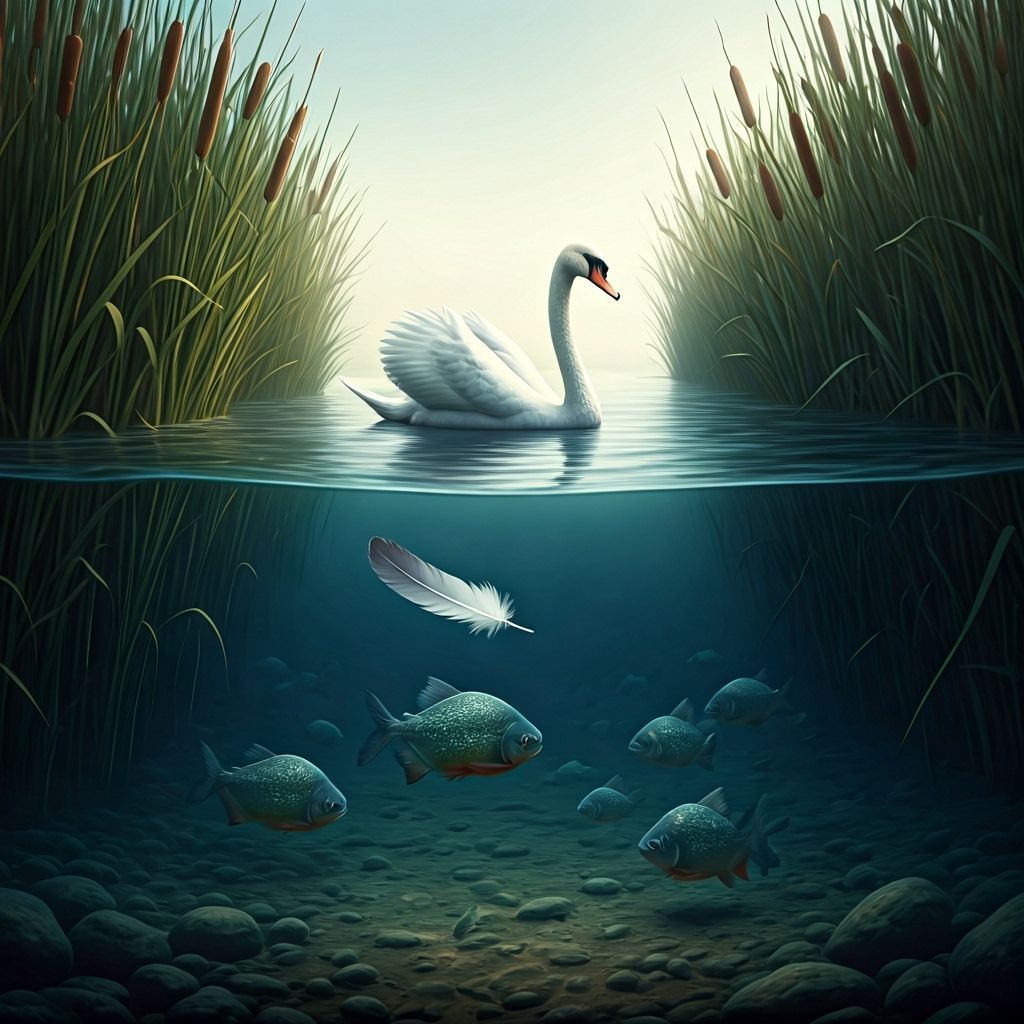 Serene River Cross Section with Hidden Piranha