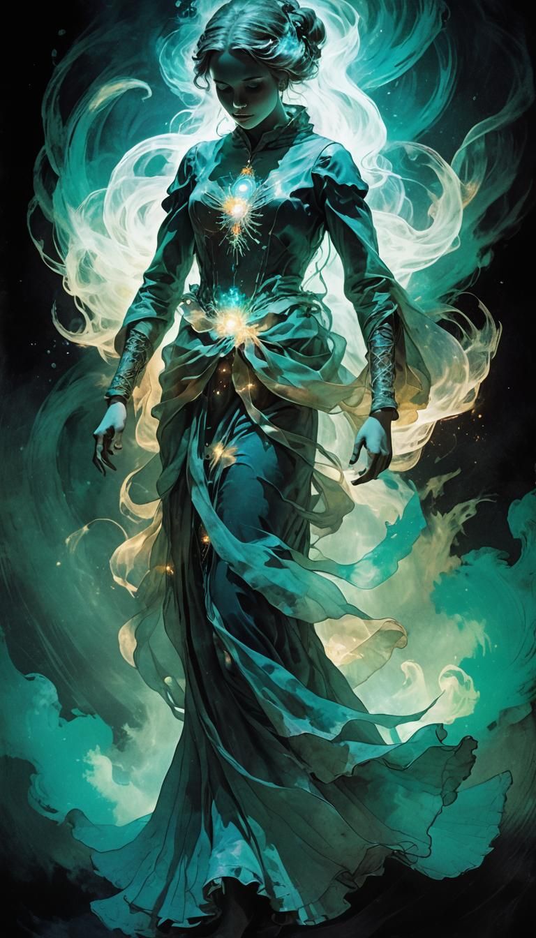 Ethereal Ghost Girl with Supernatural Glow