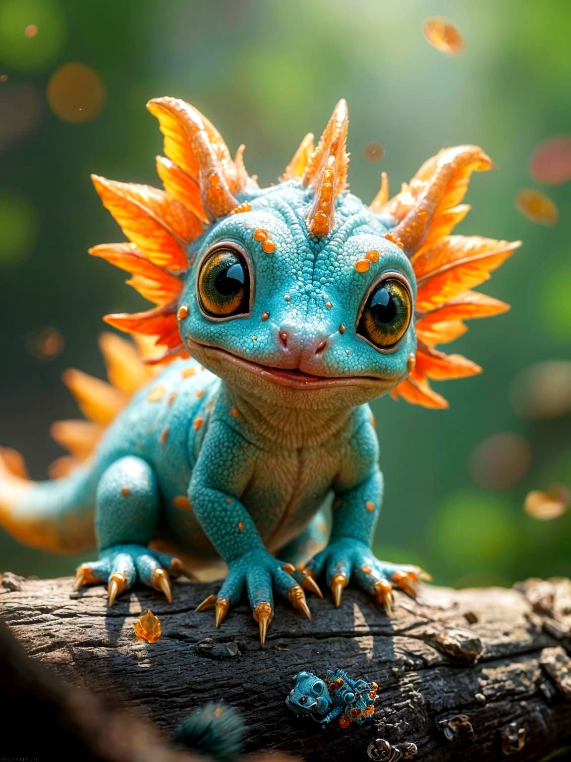 Fantasycore Portrait: Chibi Salamander Geode Hybrid