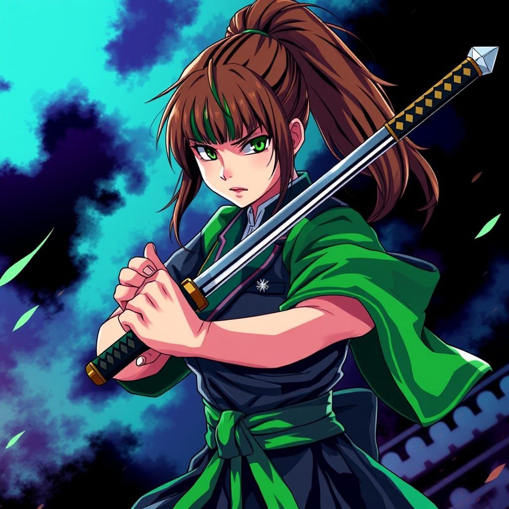 Demon Slayer Girl in Studio Trigger Manga Style